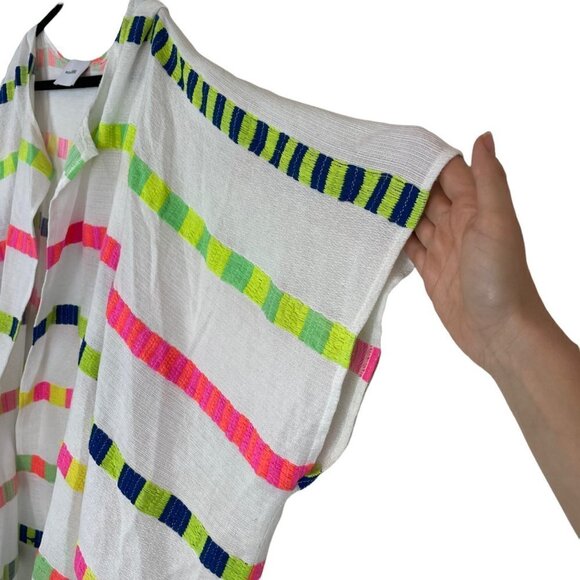 We Are Leone Striped Swim Bathing Suit Cover Up Neon Multicolor One Size - Picture 3 of 6